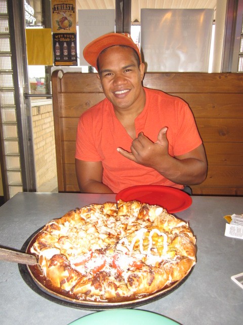 For instance, if you are a hungry Tongan you might just take a self portrait with your pizza. Just saying. Now I want pizza. Yum.