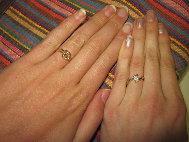 One of my best friends recently got engaged, and here is a "selfie" of both our engagement rings. Aren't they pretty?