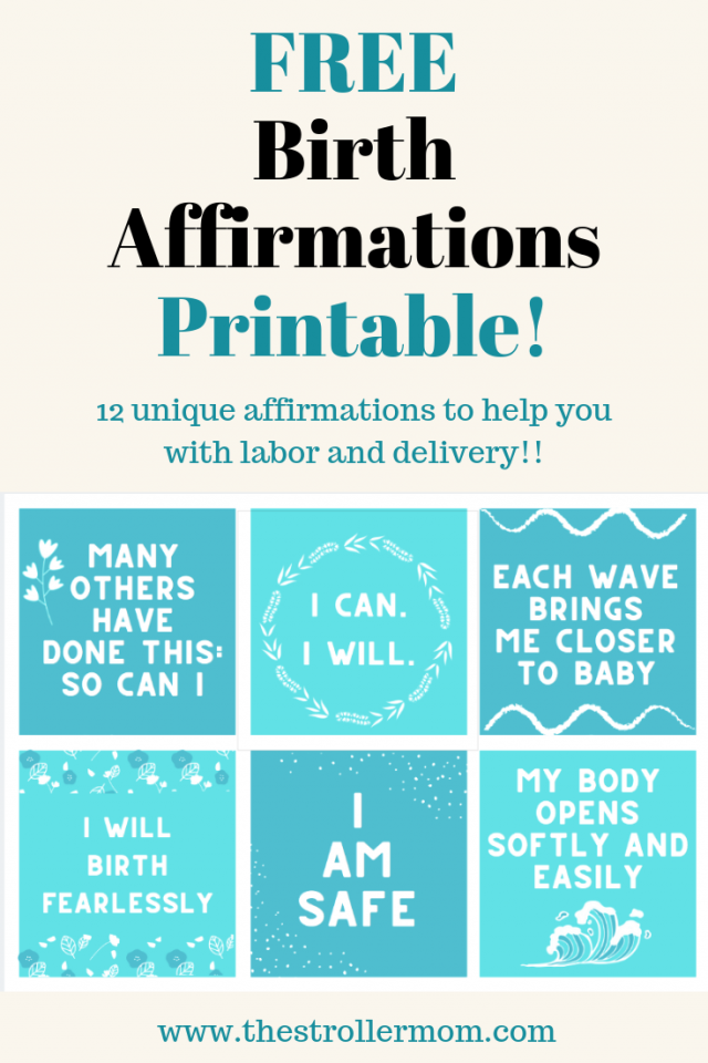 FREE Birth Affirmations Printable The Stroller Mom